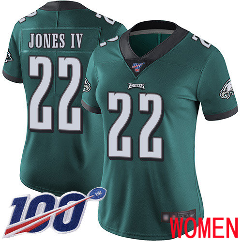 Women Philadelphia Eagles #22 Sidney Jones Midnight Green Team Color Vapor Untouchable NFL Jersey Limited 100th